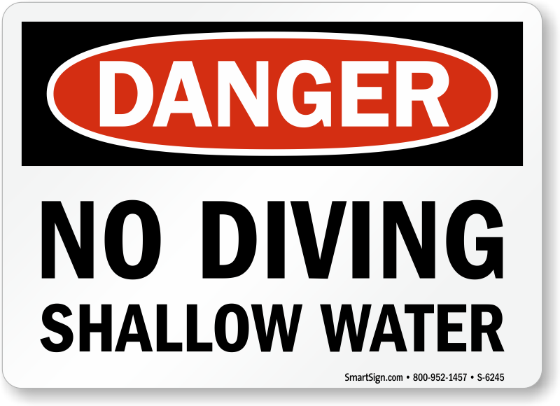 Osha Danger No Diving Shallow Water Sign Sku S 6245