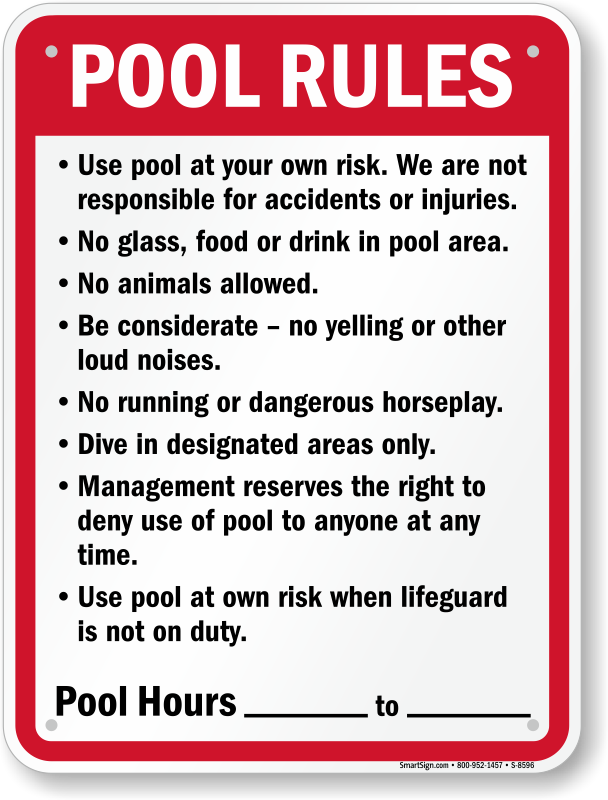Pool Rules Signs Free Shipping