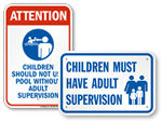 Adult Supervision Required Pool Signs