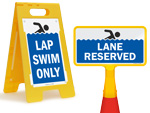 Portable swim counter clockwise lap lane sign