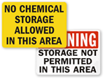 No Chemical Storage Signs