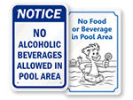 No Food or Drink in Pool Signs