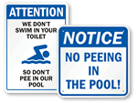 No Peeing In Pool Signs
