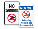 No Swimming Signs