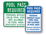 Pool Pass Required Signs