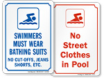 Proper Swimwear Required Signs