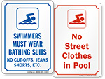Proper Swimwear Required Signs