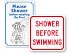 Shower Before Entering Pool Signs