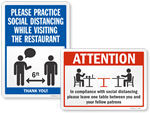 Social Distancing Signs for Restaurants and Bars
