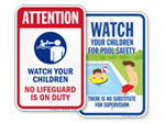 Watch Your Children at Pool Signs