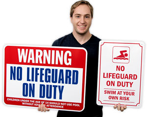 No Lifeguard Signs