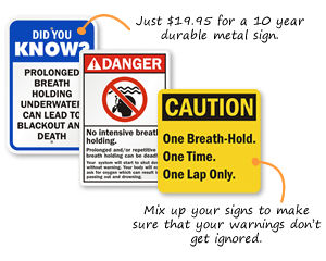 No breath holding custom signs