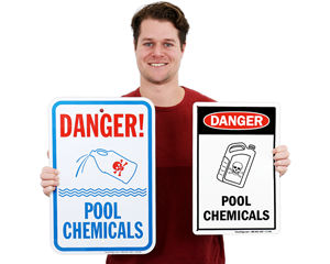 Hazardous Pool ChemicalsHeavy Duty Sign or Label OSHA Danger Sign 