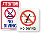 No Diving Signs