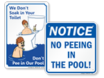 No Peeing In Pool Signs