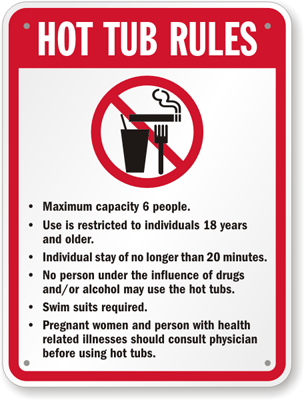 Hot Tub Safety Rules Signs.