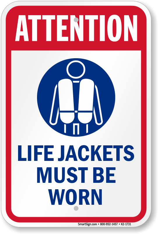 Life Jacket Must Be Worn Health and Safety Sign Sticker Safety Warning 