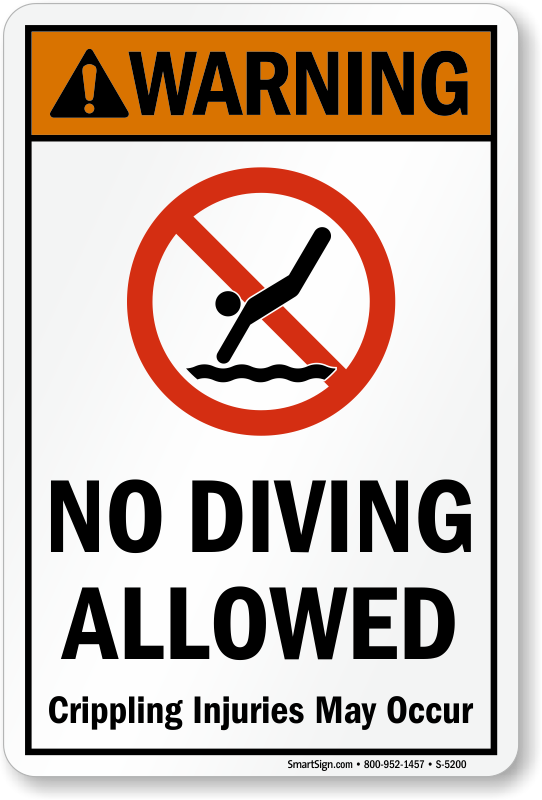 No Diving Signs Diving Rules Signs