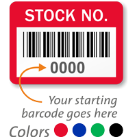 STOCK NO. Label barcode pack of 1000