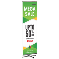Mega Sale Up To Off Green & Yellow Promo Banner and Banner Stand Kit