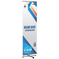 Modern Blue & Gold Geometric Brand Display Banner and Banner Stand Kit