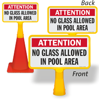 Attention No Glass Allowed In Pool ConeBoss Pool Sign