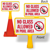 No Glass Allowed In Pool Area ConeBoss Pool Sign
