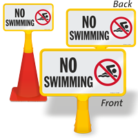 No Swimming ConeBoss Pool Sign