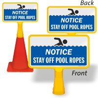 Notice Stay Off Pool Ropes ConeBoss Pool Sign