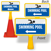 Swimming Pool With Left Arrow ConeBoss Pool Sign
