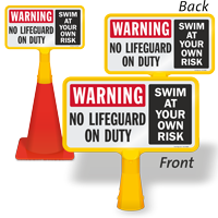 Warning No Lifeguard On Duty ConeBoss Pool Sign