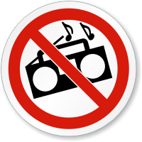 No Loud Music Symbol ISO Prohibition Circular Sign