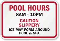 Custom Pool Hours Caution Sign