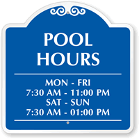 Custom Pool Hours Sign