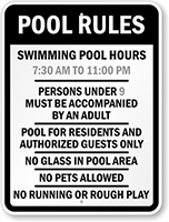 Swimming Pool Rules Parking Sign