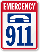 Emergency 911 Pool Phone Signs