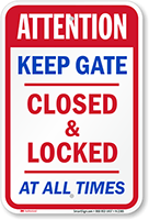 Attention Gate Closed Locked Sign