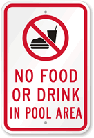 No Food Or Drink In Pool Area Sign