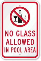 No Glass Allowed In Pool Area Sign