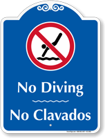 Bilingual No Diving Signature Sign