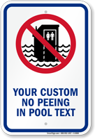 Customizable No Peeing In Pool Sign