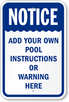 Custom Pool Instructions And Warning Notice Sign