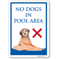 No Dogs in Pool Area Sign