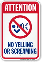 No Yelling Or Screaming Pool Sign