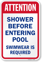  Shower Before Entering Pool Rules Sign