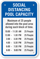 Social Distancing Pool Capacity Add Number of Persons and Time Blocks Custom Social Distancing Pool Capacity Sign