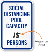 Social Distancing Pool Capacity Write on Number of Persons Social Distancing Pool Capacity Sign