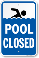 Swimming Pool Closed Sign With Symbol