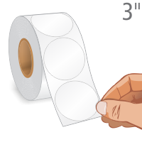 White Round Color Coded 1000 Labels/Roll