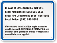 Custom Emergency Contact Information Sign